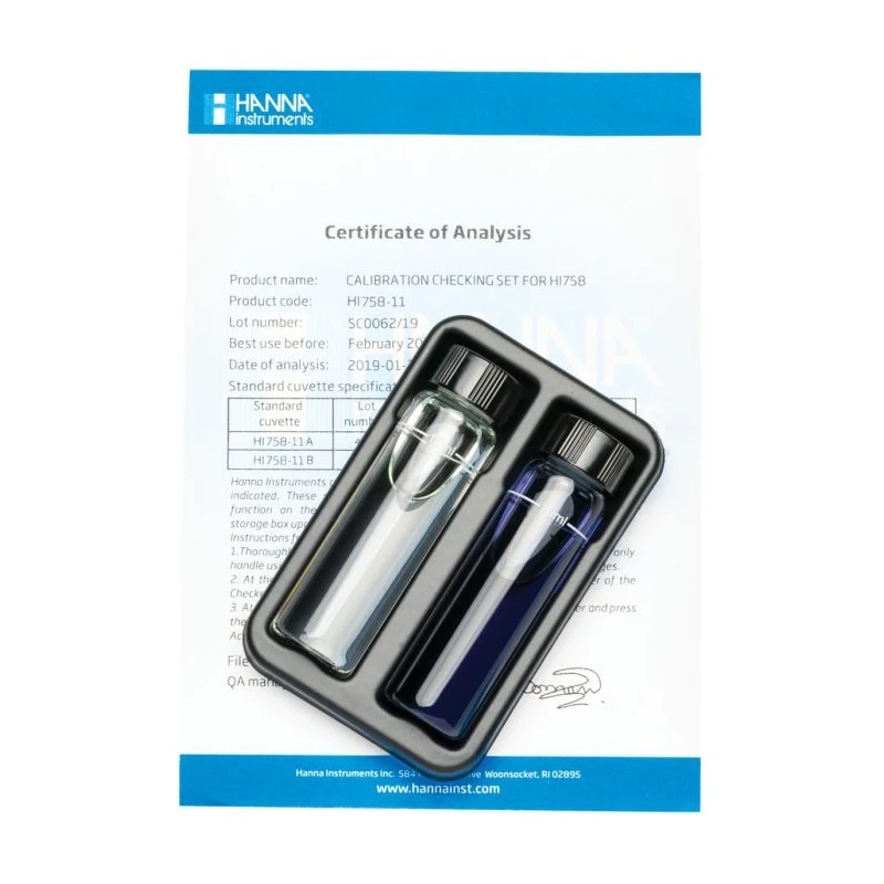 Marine Calcium Checker HC Calibration Check Set HI758-11, 400 ppm Standard, Certificate of Analysis | EnvMart