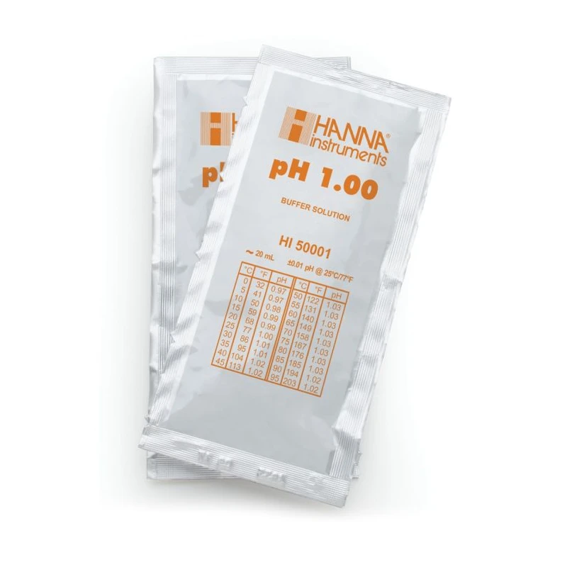 HI50001-02 pH 1.00 Technical Calibration Buffer Sachets 25 x 20 mL, ±0.01 pH, NIST Traceable | EnvMart