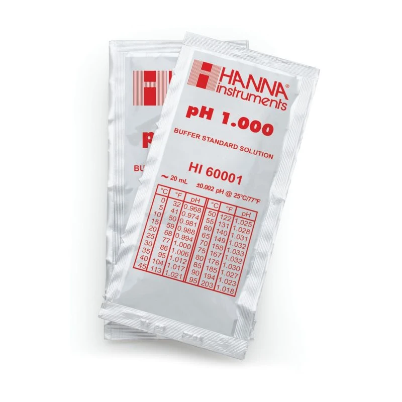 pH 1.000 Millesimal Calibration Buffer Sachets HI60001-02, 25 x 20mL, NIST Traceable, Laboratory | EnvMart
