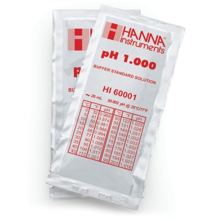 pH 1.000 Millesimal Calibration Buffer Sachets HI60001-02, 25 x 20mL, NIST Traceable, Laboratory | EnvMart