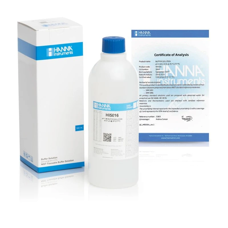 Hanna HI5016 pH 1.68 Technical Calibration Buffer 500 mL | Accuracy ±0.01 pH | EnvMart