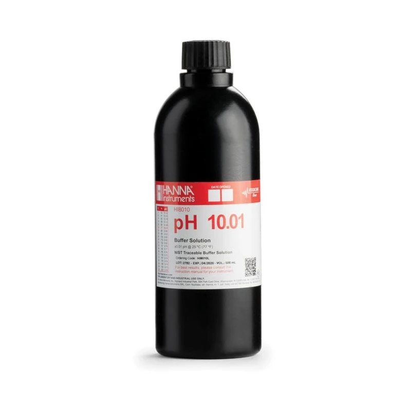 pH 10.01 Calibration Buffer HI8010L/C, Certificate of Analysis, 500 ml | EnvMart