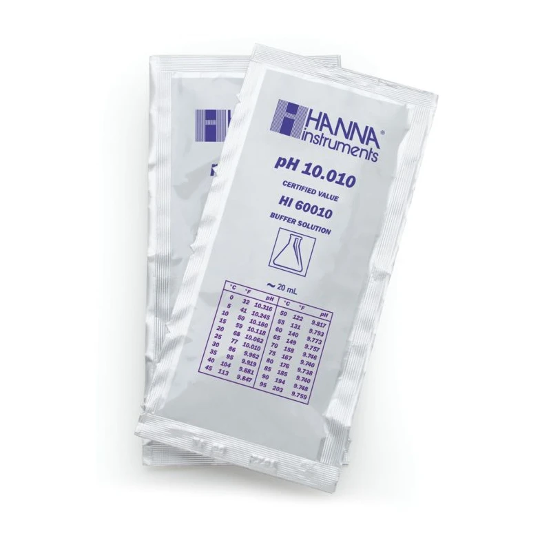 HI60010-02 pH 10.010 Millesimal Buffer Solution 25 x 20 mL Sachets ±0.002 pH Accuracy | EnvMart