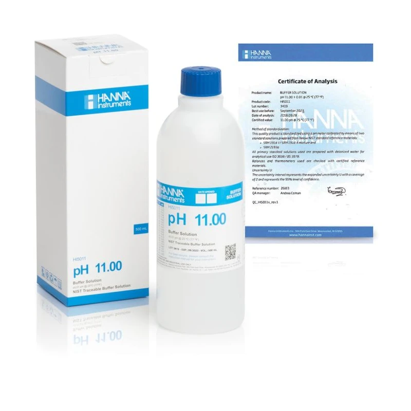 pH 11.00 Technical Calibration Buffer Solution, 500 mL, ±0.01 pH Accuracy | EnvMart