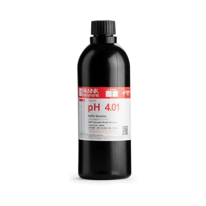 HI8004L/C pH 4.01 Calibration Buffer Solution 500 mL, Certificate of Analysis, FDA Bottle | EnvMart