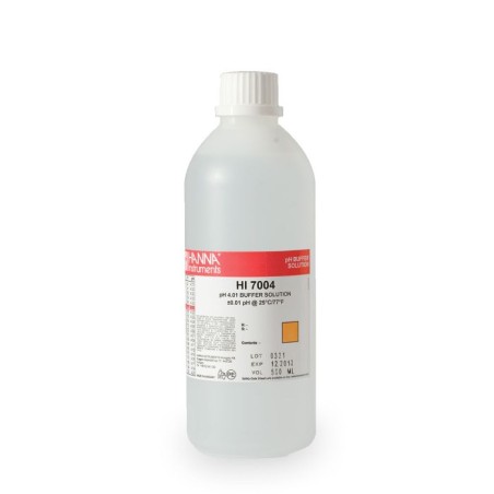 Hanna HI7004L/C pH 4.01 Calibration Solution with Certificate, 500 mL | EnvMart