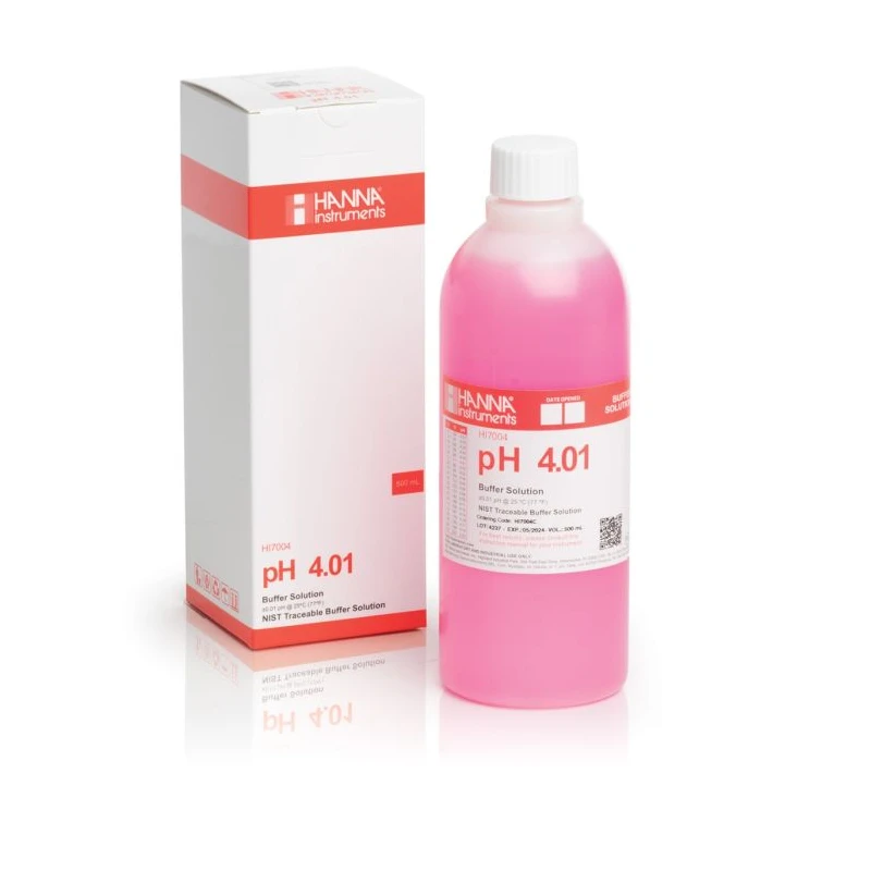 Hanna Instruments HI7004C pH 4.01 Red Calibration Solution 500 mL | EnvMart