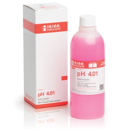 Hanna Instruments HI7004C pH 4.01 Red Calibration Solution 500 mL | EnvMart