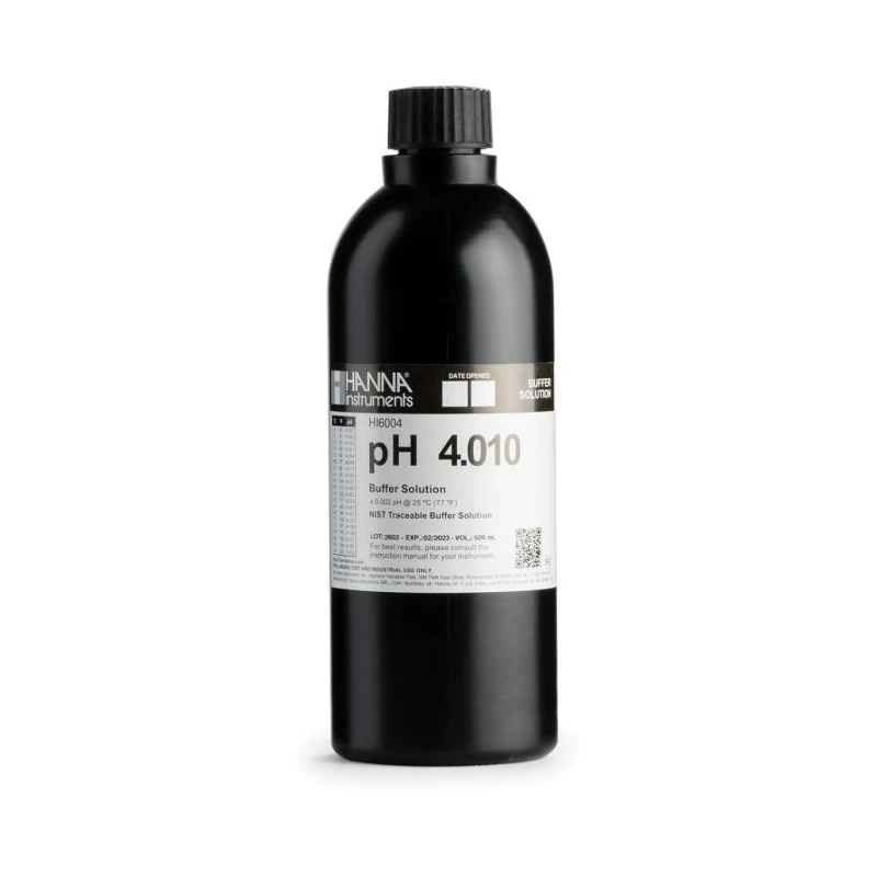 Hanna Instruments HI6004 pH 4.010 Calibration Buffer Solution 500 mL ±0.002 pH | EnvMart