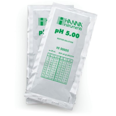 Technical Calibration Buffer Sachets pH 5.00 HI50005-02, NIST Traceable, 25 x 20 mL | EnvMart