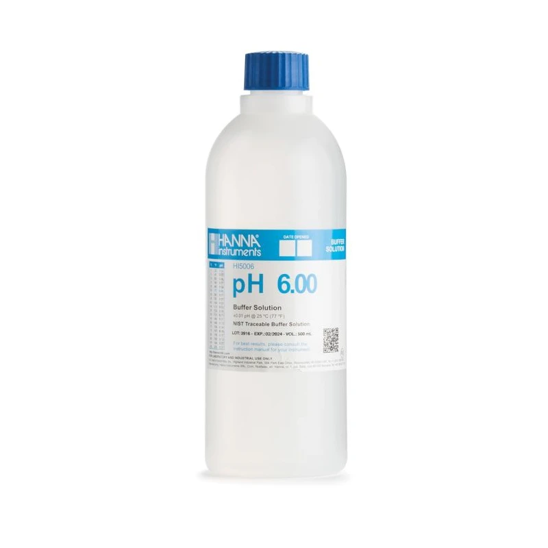 Hanna pH 6.00 Technical Calibration Buffer Solution, 500 mL, ±0.01 pH Accuracy | EnvMart