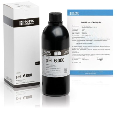 Hanna HI6006 pH 6.000 Millesimal Calibration Buffer 500 mL ±0.002 pH Accuracy | EnvMart