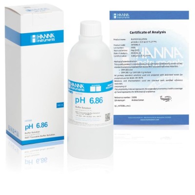 Hanna HI7006L/C pH 6.86 Calibration Buffer Solution 500 mL with Certificate of Analysis | EnvMart