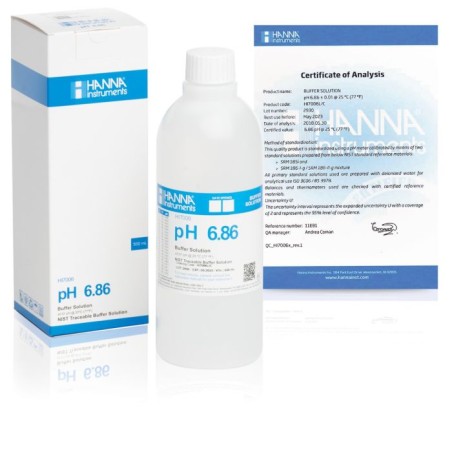 Hanna HI7006L/C pH 6.86 Calibration Buffer Solution 500 mL with Certificate of Analysis | EnvMart