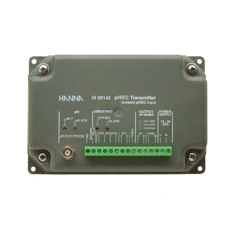 Hanna HI98143 pH and EC Transmitter with Isolated Output 0-1 V, Water Treatment, Hydroponics | EnvMart