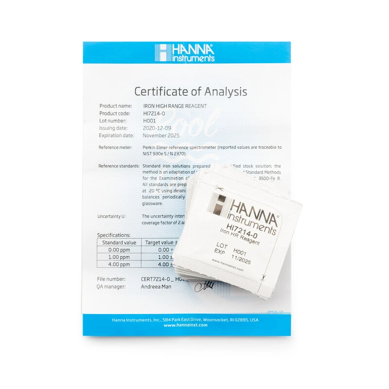 HI7214-25 High Range Iron Checker HC Reagents, 25 Tests, Phenanthroline Method | EnvMart