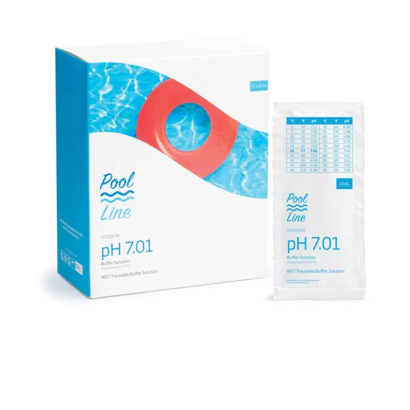 Pool Line pH 7.01 Buffer Sachets HI700074P Calibration Solution 25 × 20mL, ±0.02 pH Accuracy | EnvMart
