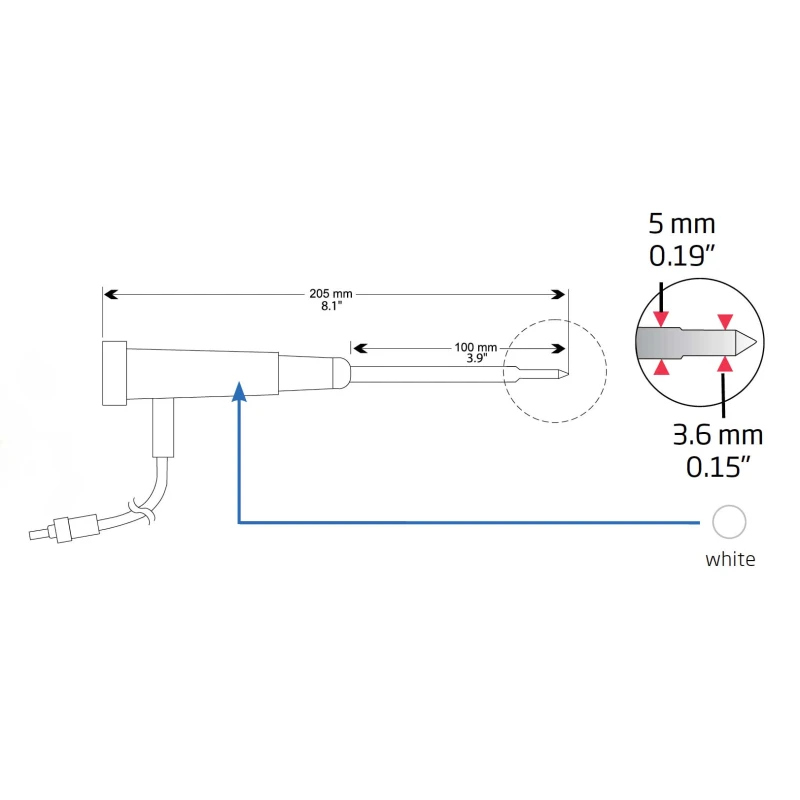 Sharp Tip Penetration Thermistor Probe HI762PWL, -50 to 150°C, Stainless Steel | EnvMart