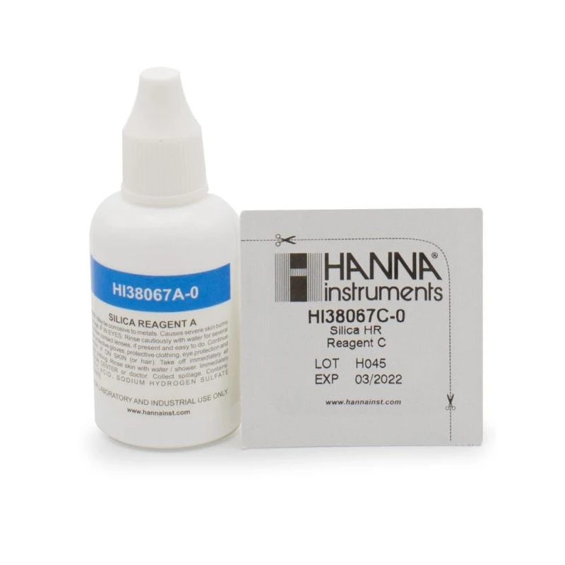 Hanna HI38067-100 Silica Chemical Test Kit Replacement Reagents, 100 Tests, Colorimetric | EnvMart
