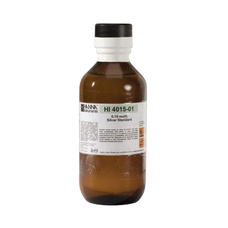 Hanna Instruments HI4015-01 Silver ISE 0.1M Standard Solution 500 mL Bottle | EnvMart