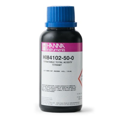 Hanna HI84102-50 Titrant Solution for Wine Acidity, 110 mL | EnvMart