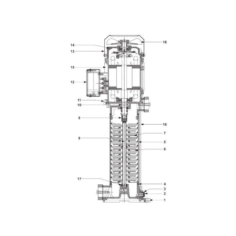 Lubi MVR 2-6 Vertical Multistage Centrifugal Pump 1 HP, 0.75 kW, Single Phase, High Head | EnvMart