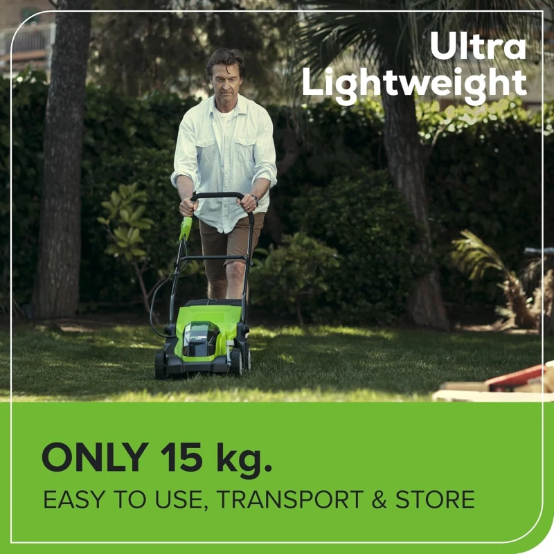 Greenworks 2501907UC Cordless Lawnmower 40V, 35cm, 2x2Ah Batteries, 40L Bag | EnvMart