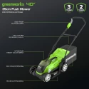 Greenworks 2501907UC Cordless Lawnmower 40V, 35cm, 2x2Ah Batteries, 40L Bag | EnvMart