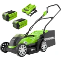Greenworks 2501907UC Cordless Lawnmower 40V, 35cm, 2x2Ah Batteries, 40L Bag | EnvMart