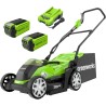 Greenworks Cordless Lawnmower 40V, 35cm Cutting Width, Up To 400m², Plastic, 40L Bag, 2x 2Ah Batteries & Charger, Model 2501907U