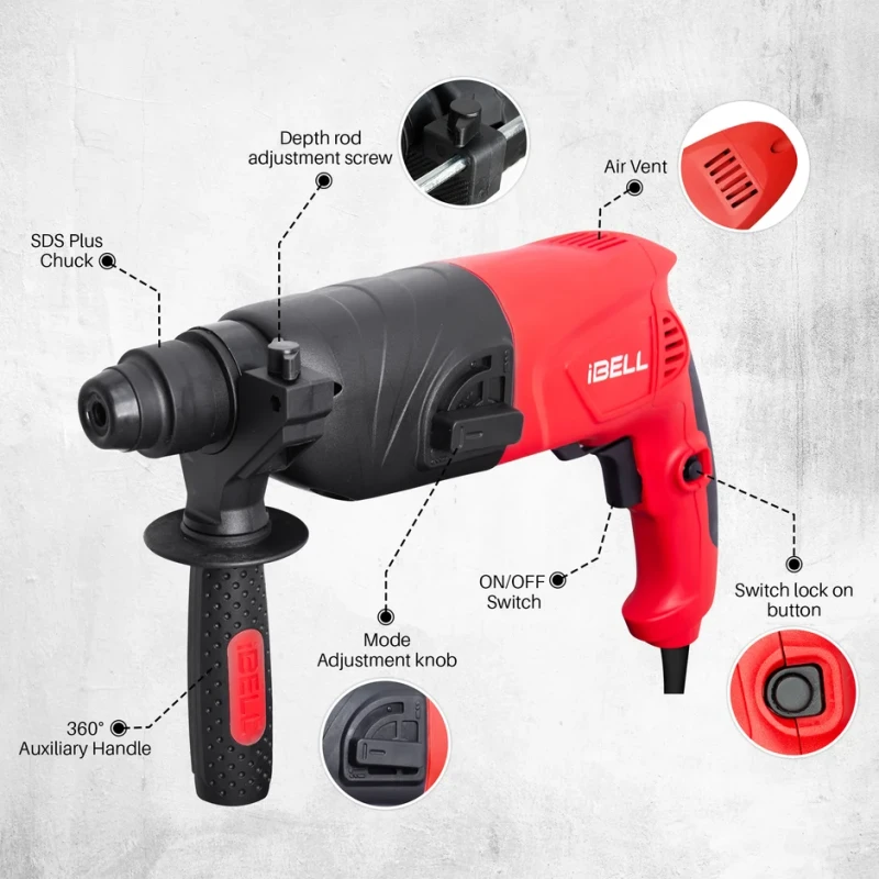 iBELL RH20-25 20 mm Hammer Drill 500W 220V SDS Plus Rotary Hammer | EnvMart