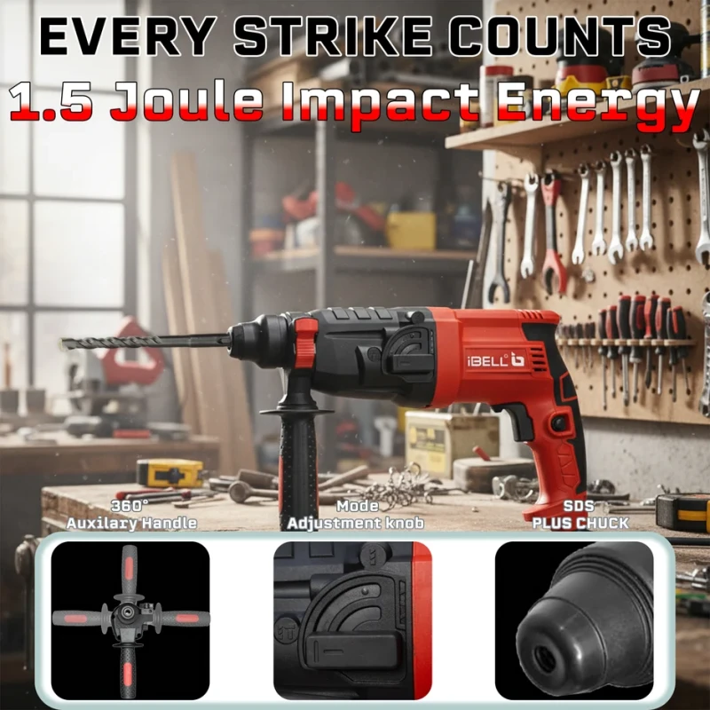 Hammer Drill 20 Mm 500W SDS Plus Dual Chuck Variable Speed RH 20-39 | EnvMart
