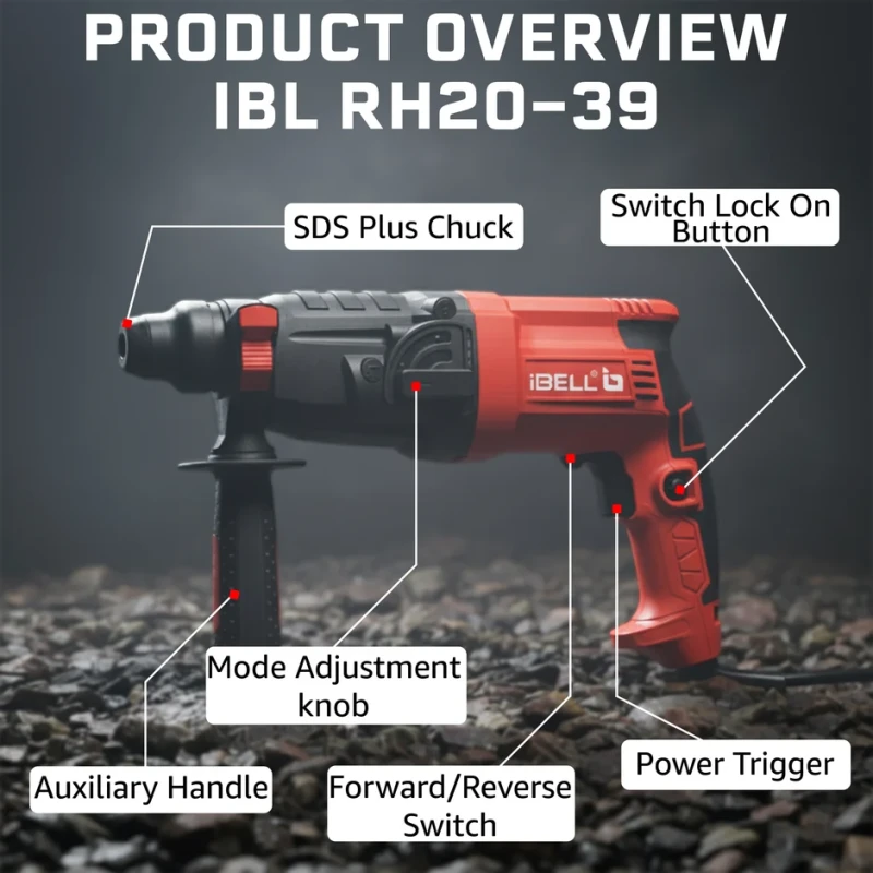 Hammer Drill 20 Mm 500W SDS Plus Dual Chuck Variable Speed RH 20-39 | EnvMart
