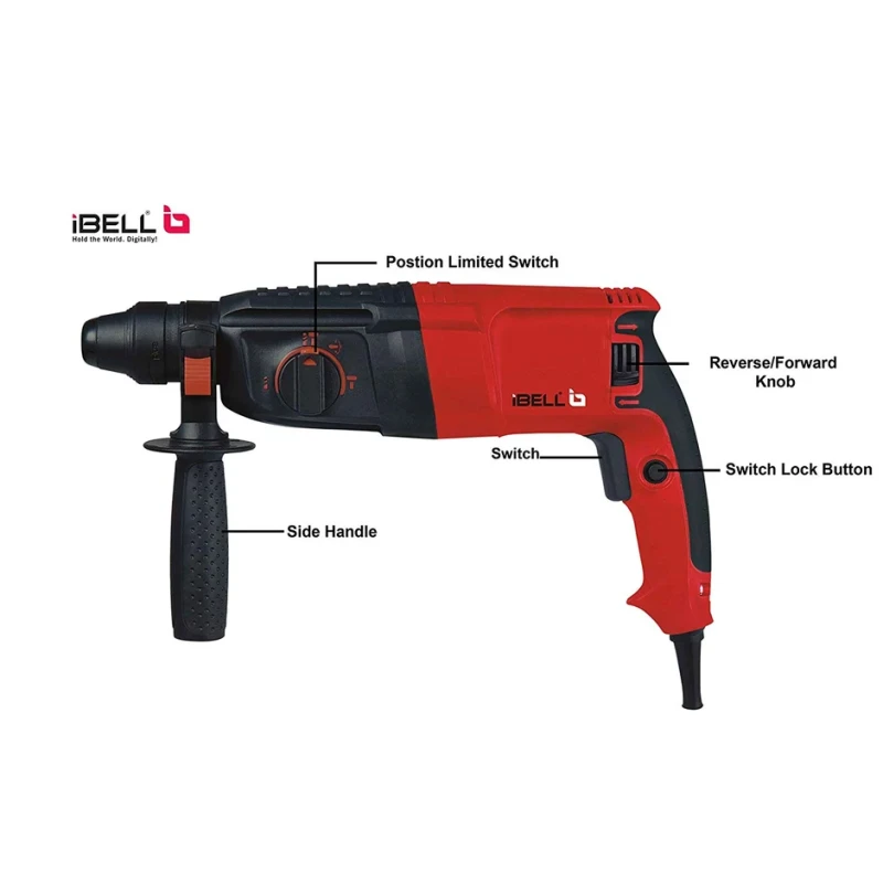 iBELL RH26-24 Rotary Hammer Drill 26mm 800W 220V SDS-Plus 3-Function | EnvMart