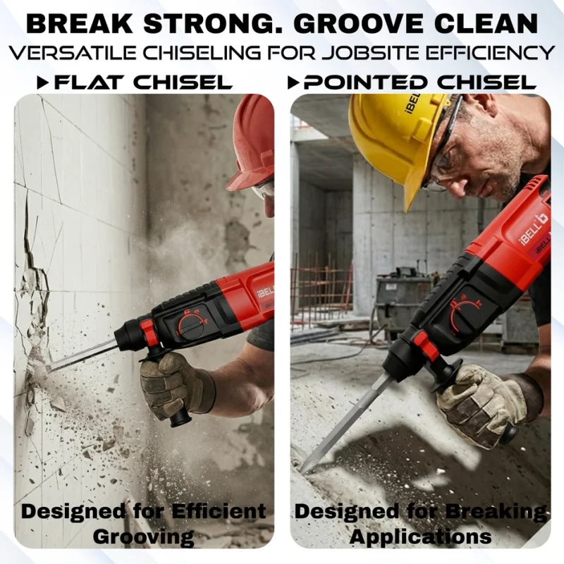 iBELL RH26-24 Rotary Hammer Drill 26mm 800W 220V SDS-Plus 3-Function | EnvMart