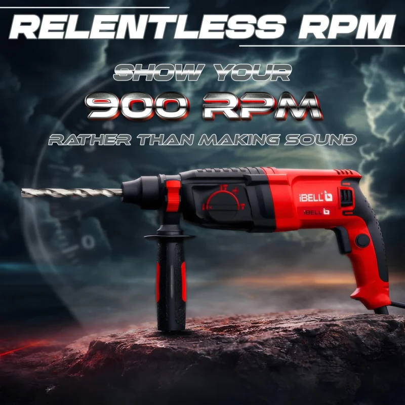 iBELL RH26-24 Rotary Hammer Drill 26mm 800W 220V SDS-Plus 3-Function | EnvMart