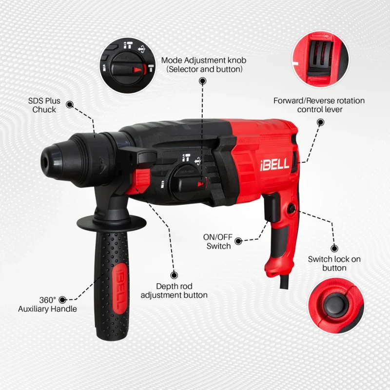 RH 26-26 Hammer Drill 780W SDS Plus 26mm 3J Impact Energy, 900 RPM, 4000 BPM | EnvMart