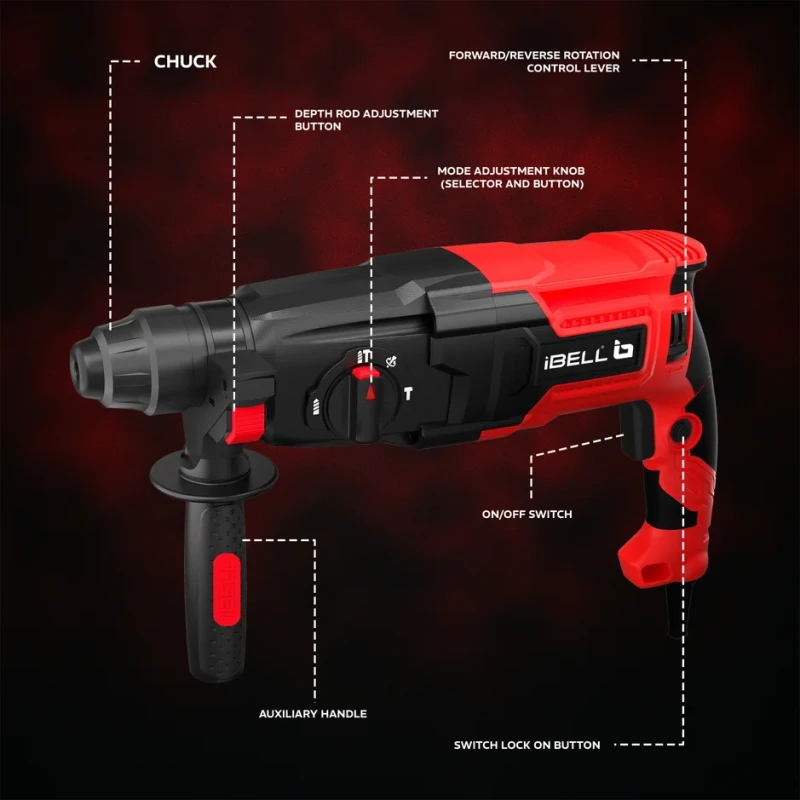 Rotary Hammer Drill RH26-82 26mm SDS Plus 850W Dual Chuck Power Tool | EnvMart
