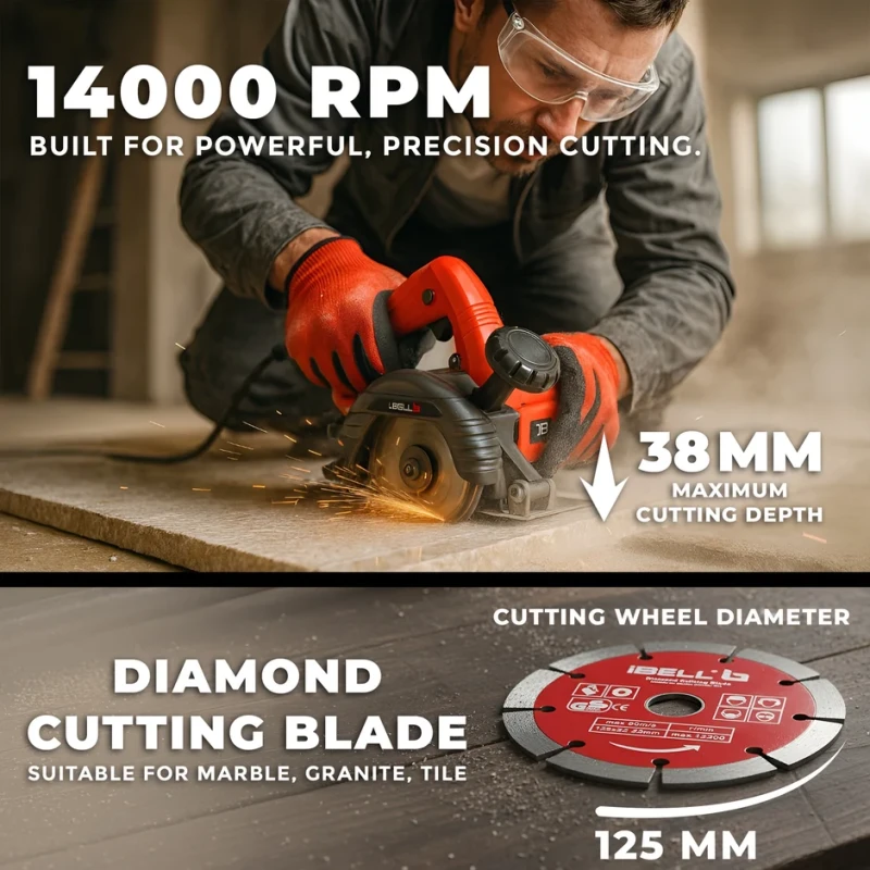 MC25-60 Marble Cutter 125mm 1600W High-Speed Deep Cutting | EnvMart