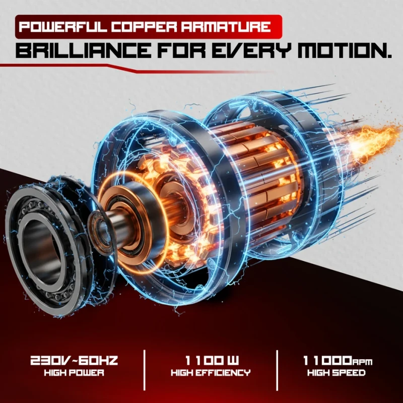 AG25-06 Heavy-Duty Angle Grinder 1100W 125mm Variable Speed 11000 RPM Protection Class II | EnvMart