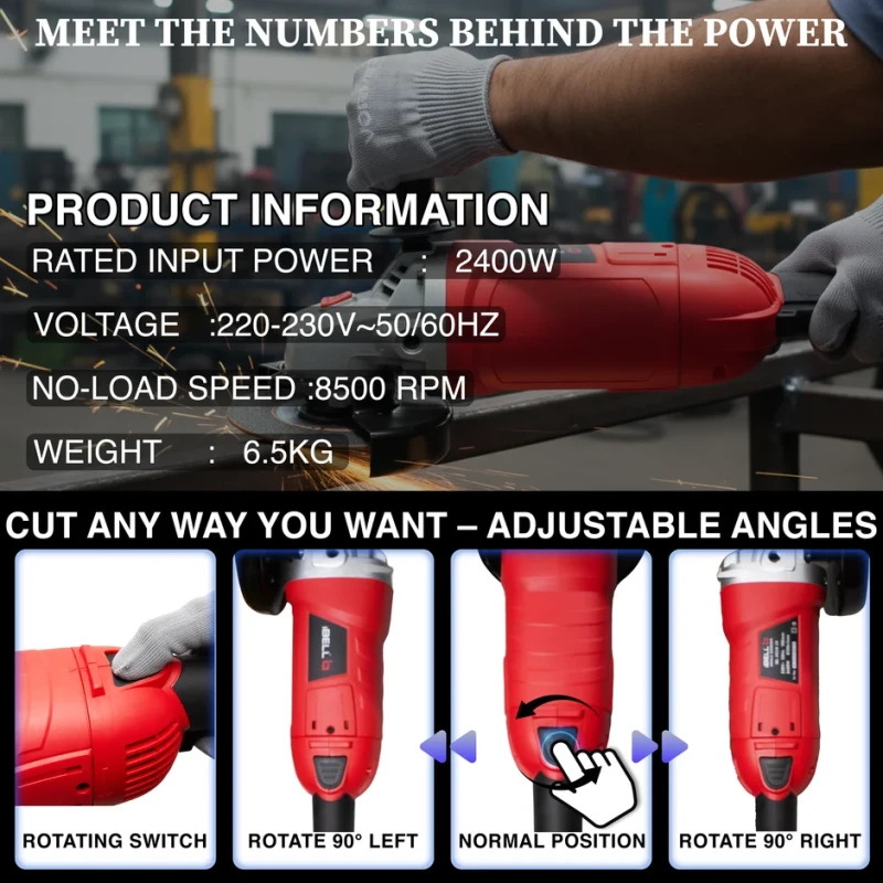 AG18-24 Angle Grinder 180mm 2400W 8500 RPM Heavy Duty Electric | EnvMart
