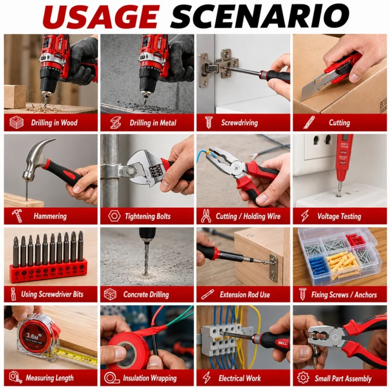 iBELL Cordless Impact Drill Toolbox 12V 1500mAh 101-Piece Kit Brushless | EnvMart