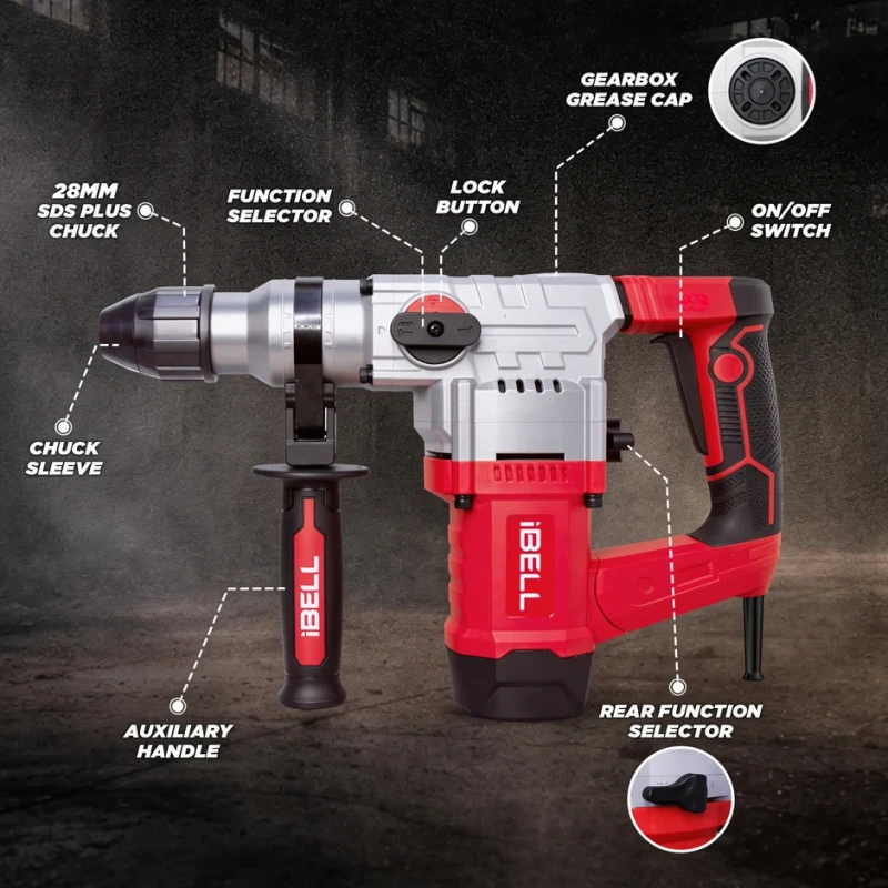 Rotary Hammer Drill 1500W 950 RPM 3 Function SDS Plus Concrete 32mm | EnvMart