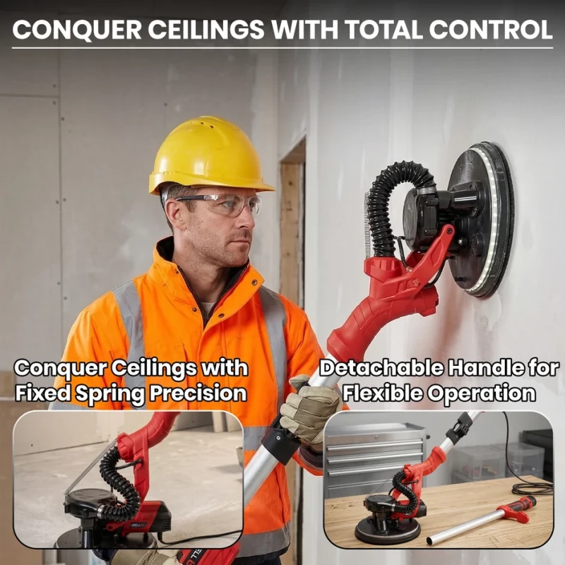 Drywall Sander Long Handle 9" (215mm), 1000W, Variable Speed, Auto Dust Collection | EnvMart