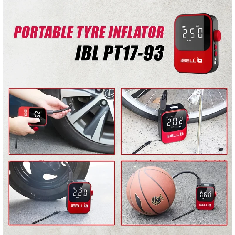 Portable Tyre Inflator 7.4V DC, 40W, 150 PSI, 2000mAh Lithium Battery, 18L/min Air Flow | EnvMart