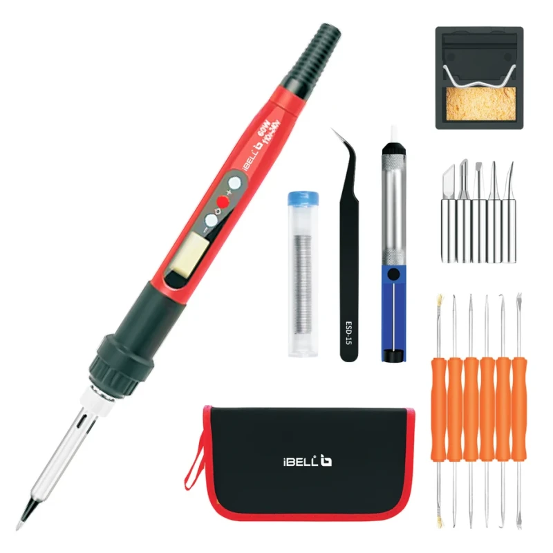 Digital Soldering Iron Kit S60-12 60W LCD Adjustable Temp Auto Sleep/Off | EnvMart