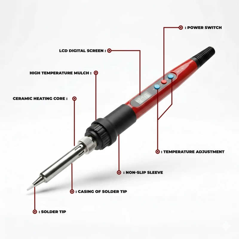 Digital Soldering Iron Kit S60-12 60W LCD Adjustable Temp Auto Sleep/Off | EnvMart