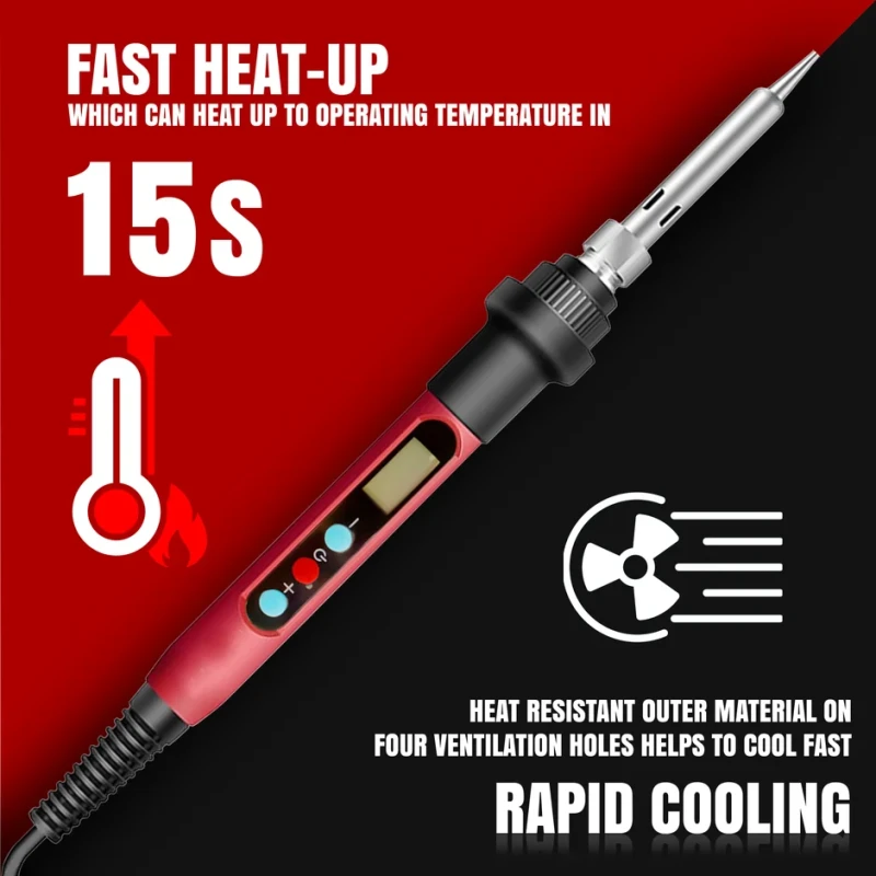 Digital Soldering Iron Kit S60-12 60W LCD Adjustable Temp Auto Sleep/Off | EnvMart