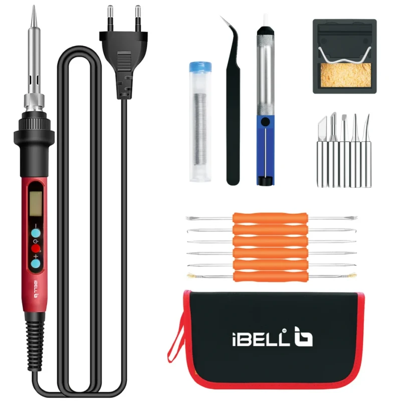 Digital Soldering Iron Kit S60-12 60W LCD Adjustable Temp Auto Sleep/Off | EnvMart