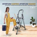 T003E 3 Step Iron Ladder, Powder Coated, 150 kg Load, Anti-Skid, Foldable | EnvMart